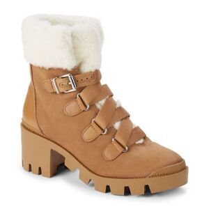 SCHUTZ Aretuza Shearling & Suede Combat Boots Size 10